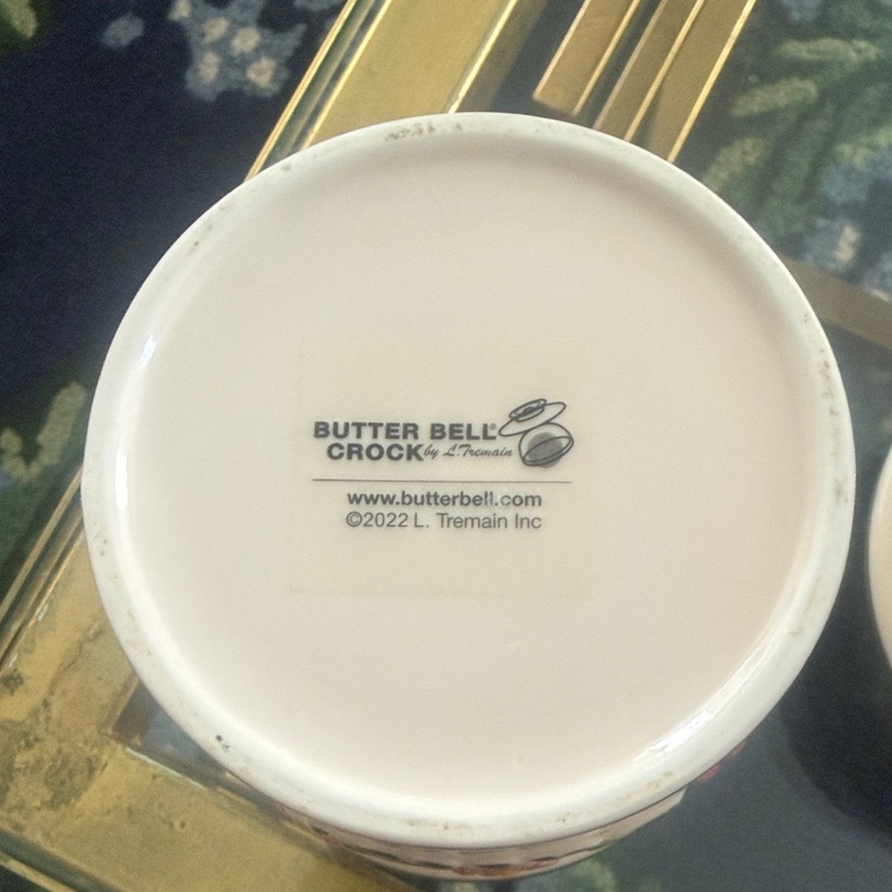 Butter Bell Crock by L. Tremaine Ceramic Canister with Pink Floral Design - Picture 8 of 8